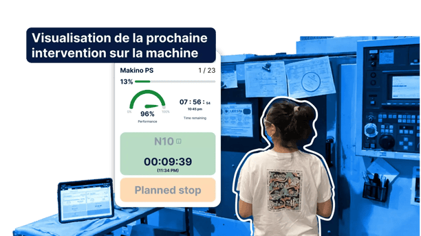 L'opératrice visualise la prochaine intervention sur la machine grâce à JITbase